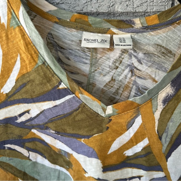 Rachel Zoe V-neck short sleeve cotton tshirt tropical print size 1X - Picture 2 of 4